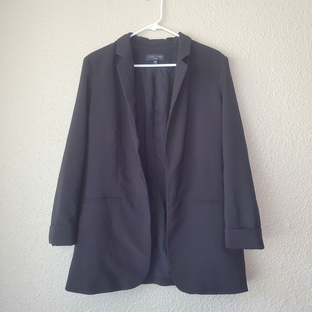 Women's Casual Lightweight Plaid Open Front Long Sleeve Blazer Jacket Size Large